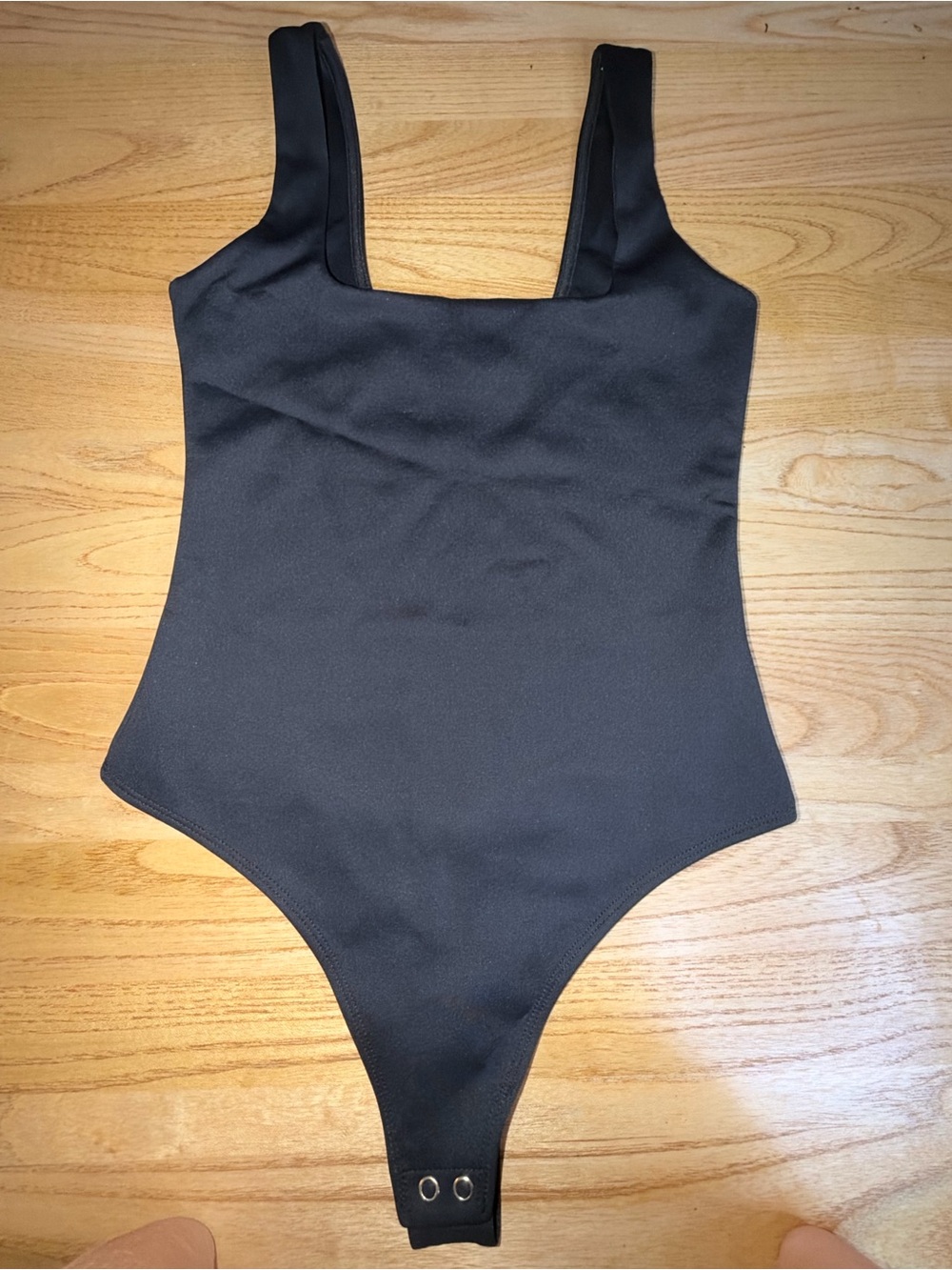 Good American Black Square-Neck Bodysuit
